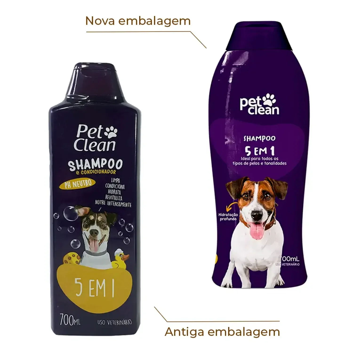 Shampoo 5 em 1 para Cães e Gatos Pet Clean 700 ml