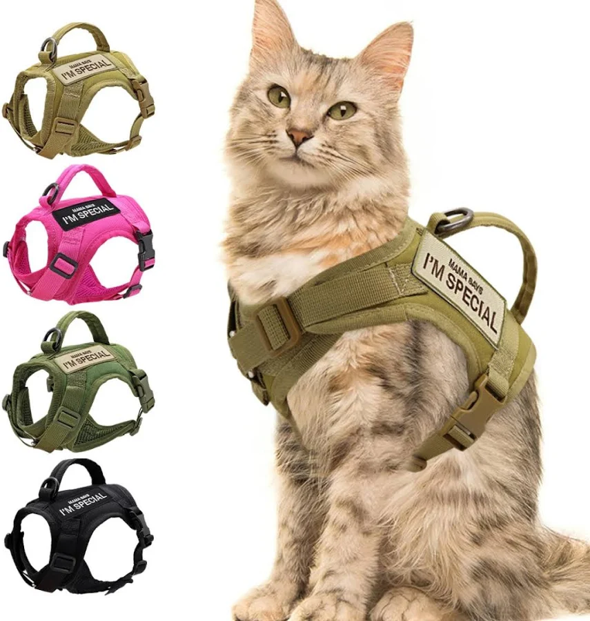 Arnês Tático para Gatos Coleira a Prova de Fuga